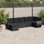 Preview: ARDEBO.de - 7-tlg. Garten-Sofagarnitur mit Kissen Schwarz Poly Rattan