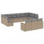 Preview: 13-tlg. Garten-Sofagarnitur mit Kissen Beige Poly Rattan