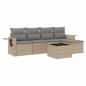 Preview: 6-tlg. Garten-Sofagarnitur mit Kissen Beige Poly Rattan
