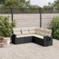 Preview: ARDEBO.de - 5-tlg. Garten-Sofagarnitur mit Kissen Schwarz Poly Rattan