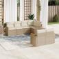 Preview: ARDEBO.de - 7-tlg. Garten-Sofagarnitur mit Kissen Beige Poly Rattan