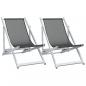Preview: Strandstühle 2 Stk. Klappbar Grau Aluminium und Textilene