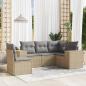 Preview: ARDEBO.de - 5-tlg. Garten-Sofagarnitur mit Kissen Beige Poly Rattan