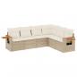 Preview: 6-tlg. Garten-Sofagarnitur mit Kissen Beige Poly Rattan