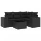 Preview: 5-tlg. Garten-Sofagarnitur mit Kissen Schwarz Poly Rattan