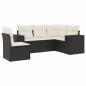 Preview: 5-tlg. Garten-Sofagarnitur mit Kissen Schwarz Poly Rattan