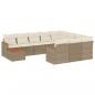 Preview: 11-tlg. Garten-Sofagarnitur mit Kissen Beige Poly Rattan