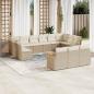 Preview: ARDEBO.de - 13-tlg. Garten-Sofagarnitur mit Kissen Beige Poly Rattan