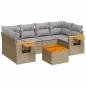 Preview: 7-tlg. Garten-Sofagarnitur mit Kissen Beige Poly Rattan