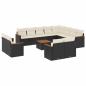 Preview: 13-tlg. Garten-Sofagarnitur mit Kissen Schwarz Poly Rattan