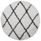 Preview: Teppich Shaggy Hochflor Modern Creme und Schwarz Ø 100 cm