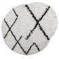 Preview: Teppich Shaggy Hochflor Modern Creme und Schwarz Ø 100 cm