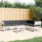 Preview: ARDEBO.de - 6-tlg. Garten-Sofagarnitur mit Kissen Weiß Massivholz Kiefer