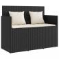 Preview: Gartenbank mit Kissen Schwarz Poly Rattan