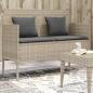 Preview: ARDEBO.de - Gartenbank mit Kissen Hellgrau Poly Rattan