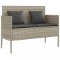 Preview: Gartenbank mit Kissen Hellgrau Poly Rattan