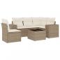 Preview: 6-tlg. Garten-Sofagarnitur mit Kissen Beige Poly Rattan