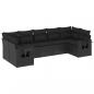 Preview: 7-tlg. Garten-Sofagarnitur mit Kissen Schwarz Poly Rattan