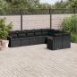 Preview: ARDEBO.de - 9-tlg. Garten-Sofagarnitur mit Kissen Schwarz Poly Rattan