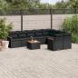 Preview: ARDEBO.de - 10-tlg. Garten-Sofagarnitur mit Kissen Schwarz Poly Rattan