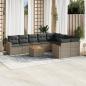 Preview: ARDEBO.de - 10-tlg. Garten-Sofagarnitur mit Kissen Grau Poly Rattan