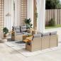 Preview: ARDEBO.de - 6-tlg. Garten-Sofagarnitur mit Kissen Beige Poly Rattan