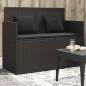 Preview: ARDEBO.de - Gartenbank mit Kissen Schwarz Poly Rattan