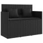 Preview: Gartenbank mit Kissen Schwarz Poly Rattan
