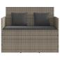 Preview: Gartenbank mit Kissen Grau Poly Rattan