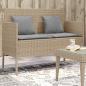 Preview: ARDEBO.de - Gartenbank mit Kissen Beige Poly Rattan