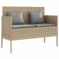 Preview: Gartenbank mit Kissen Beige Poly Rattan