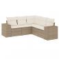 Preview: 5-tlg. Garten-Sofagarnitur mit Kissen Beige Poly Rattan