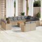 Preview: ARDEBO.de - 13-tlg. Garten-Sofagarnitur mit Kissen Beige Poly Rattan