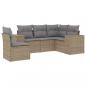 Preview: 5-tlg. Garten-Sofagarnitur mit Kissen Beige Poly Rattan