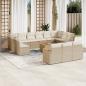 Preview: ARDEBO.de - 14-tlg. Garten-Sofagarnitur mit Kissen Beige Poly Rattan