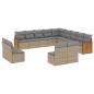 Preview: 13-tlg. Garten-Sofagarnitur mit Kissen Beige Poly Rattan