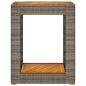 Preview: ARDEBO.de - Garten-Beistelltisch mit Holzplatte Grau 60x40x75cm Poly Rattan