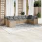 Preview: ARDEBO.de - 10-tlg. Garten-Sofagarnitur mit Kissen Beige Poly Rattan
