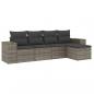 Preview: 5-tlg. Garten-Sofagarnitur mit Kissen Grau Poly Rattan
