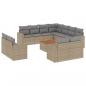 Preview: 12-tlg. Garten-Sofagarnitur mit Kissen Beige Poly Rattan