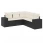 Preview: 5-tlg. Garten-Sofagarnitur mit Kissen Schwarz Poly Rattan