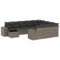 Preview: 11-tlg. Garten-Sofagarnitur mit Kissen Grau Poly Rattan