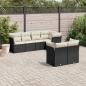 Preview: ARDEBO.de - 7-tlg. Garten-Sofagarnitur mit Kissen Schwarz Poly Rattan