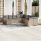 Preview: ARDEBO.de - 11-tlg. Garten-Sofagarnitur mit Kissen Beige Poly Rattan