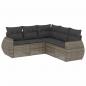 Preview: 5-tlg. Garten-Sofagarnitur mit Kissen Grau Poly Rattan