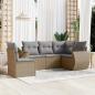 Preview: ARDEBO.de - 6-tlg. Garten-Sofagarnitur mit Kissen Beige Poly Rattan