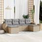 Preview: ARDEBO.de - 6-tlg. Garten-Sofagarnitur mit Kissen Beige Poly Rattan