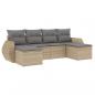 Preview: 6-tlg. Garten-Sofagarnitur mit Kissen Beige Poly Rattan