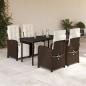 Preview: ARDEBO.de - 5-tlg. Garten-Essgruppe mit Kissen Braun Poly Rattan