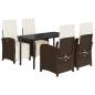 Preview: 5-tlg. Garten-Essgruppe mit Kissen Braun Poly Rattan